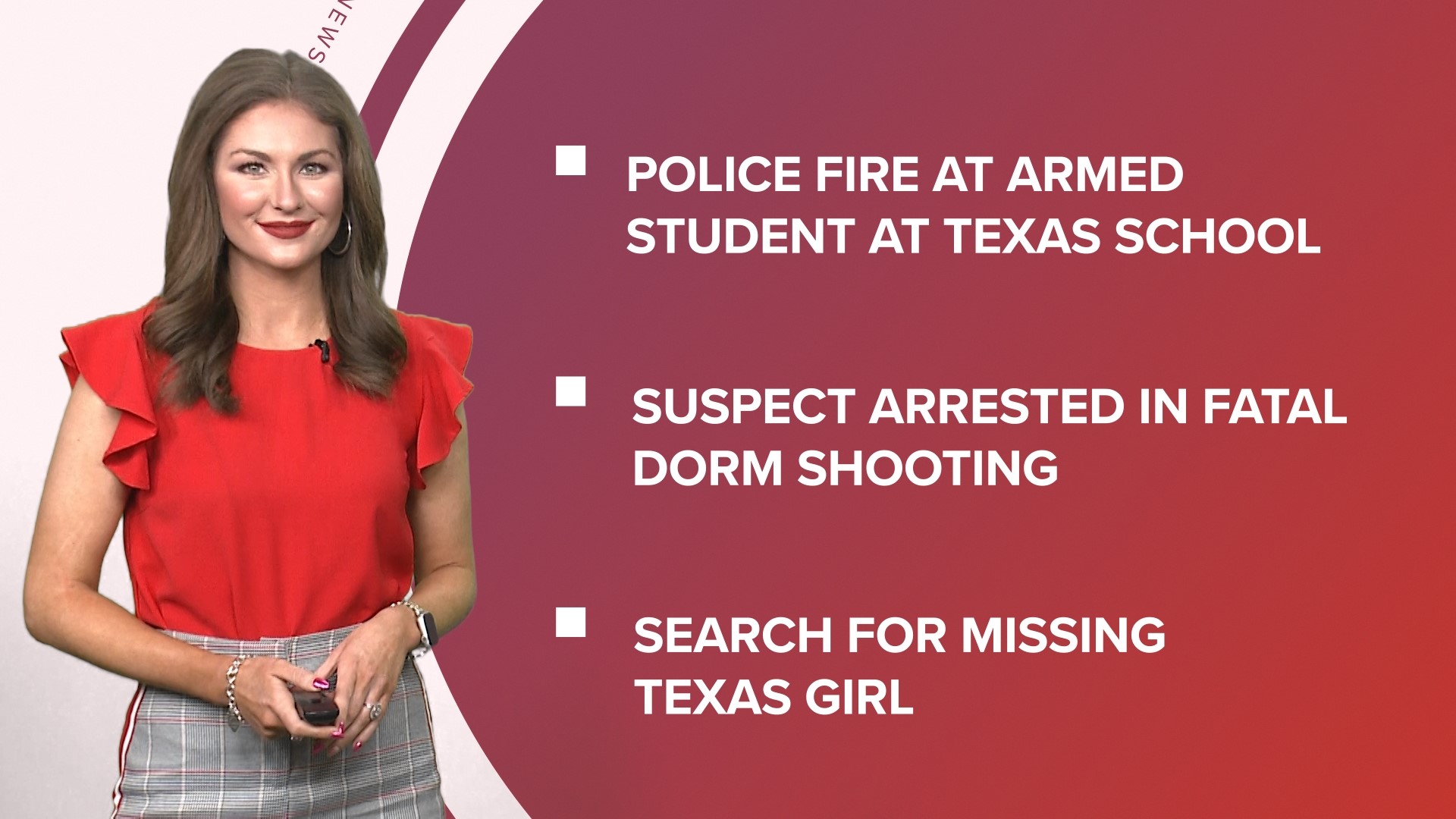 A look at what is happening in the news from police firing at an armed student at a Texas school to flooding in California and Capital One to buy Discover.