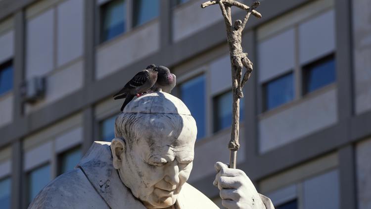 Pope resting after sleeping through the night with a ventilation mask as he battles pneumonia