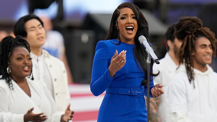 Mickey Guyton performs powerful national anthem rendition at Super Bowl
