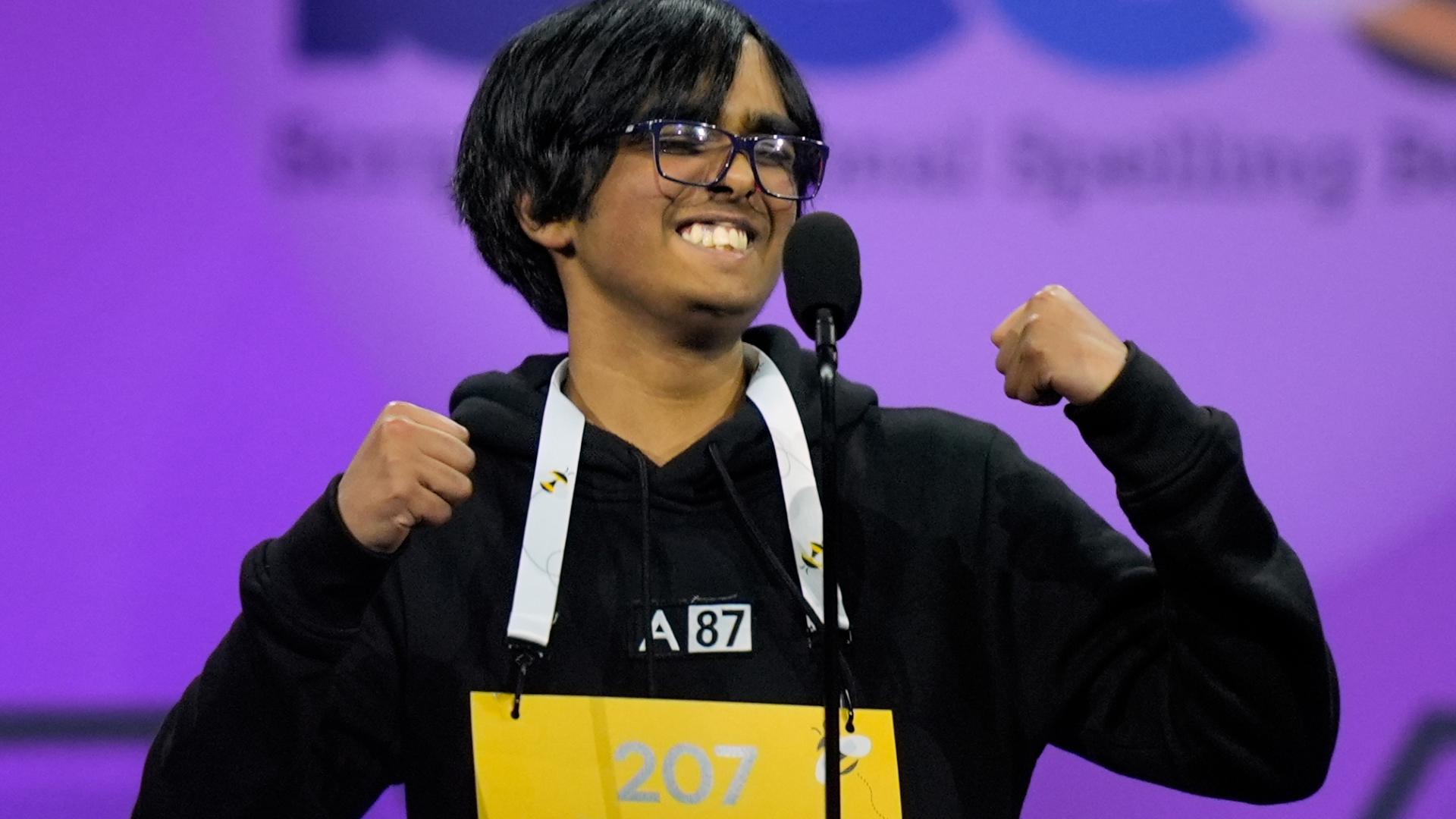 The 13-year-old from Allen, Texas, who lost in a lightning-round tiebreaker last year, outlasted eight other accomplished spellers to win the title.