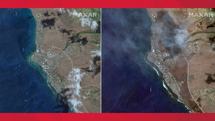 Before-and-after satellite images show Maui devastation in stark contrast Before-and-after satellite images show Maui devastation in stark contrast