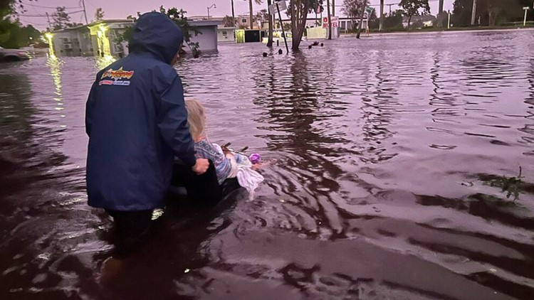 Son's images show him rescuing Mom from Ian's floodwaters