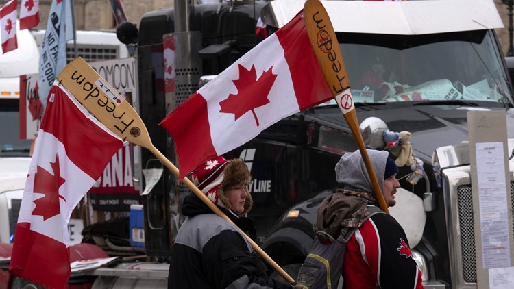 Truckers end US border blockade, siege in Ottawa goes on Truckers end US border blockade, siege in Ottawa goes on