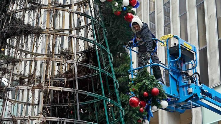 Man sets 50-foot Christmas tree outside Fox News building on fire, police say