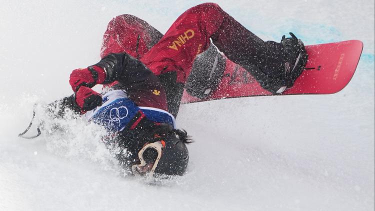 Winter Olympics: Chinese snowboarder taken off on stretcher after scary fall trying to qualify for women's halfpipe