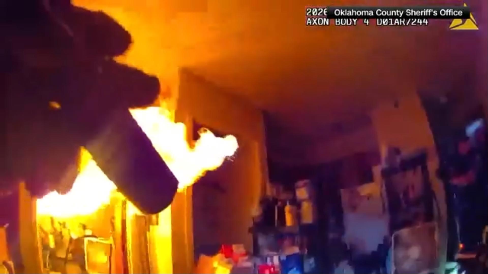 WATCH: Bodycam video shows man igniting makeshift flamethrower at