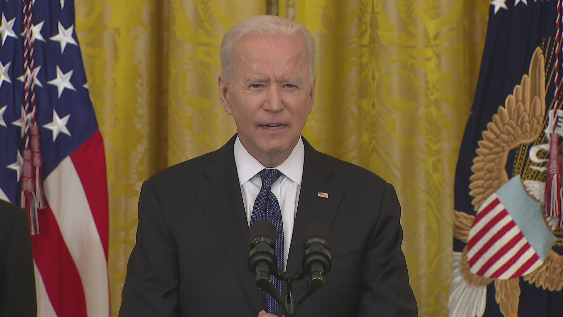President Biden spoke Thursday before signing a bill to combat anti-Asian hate crimes.