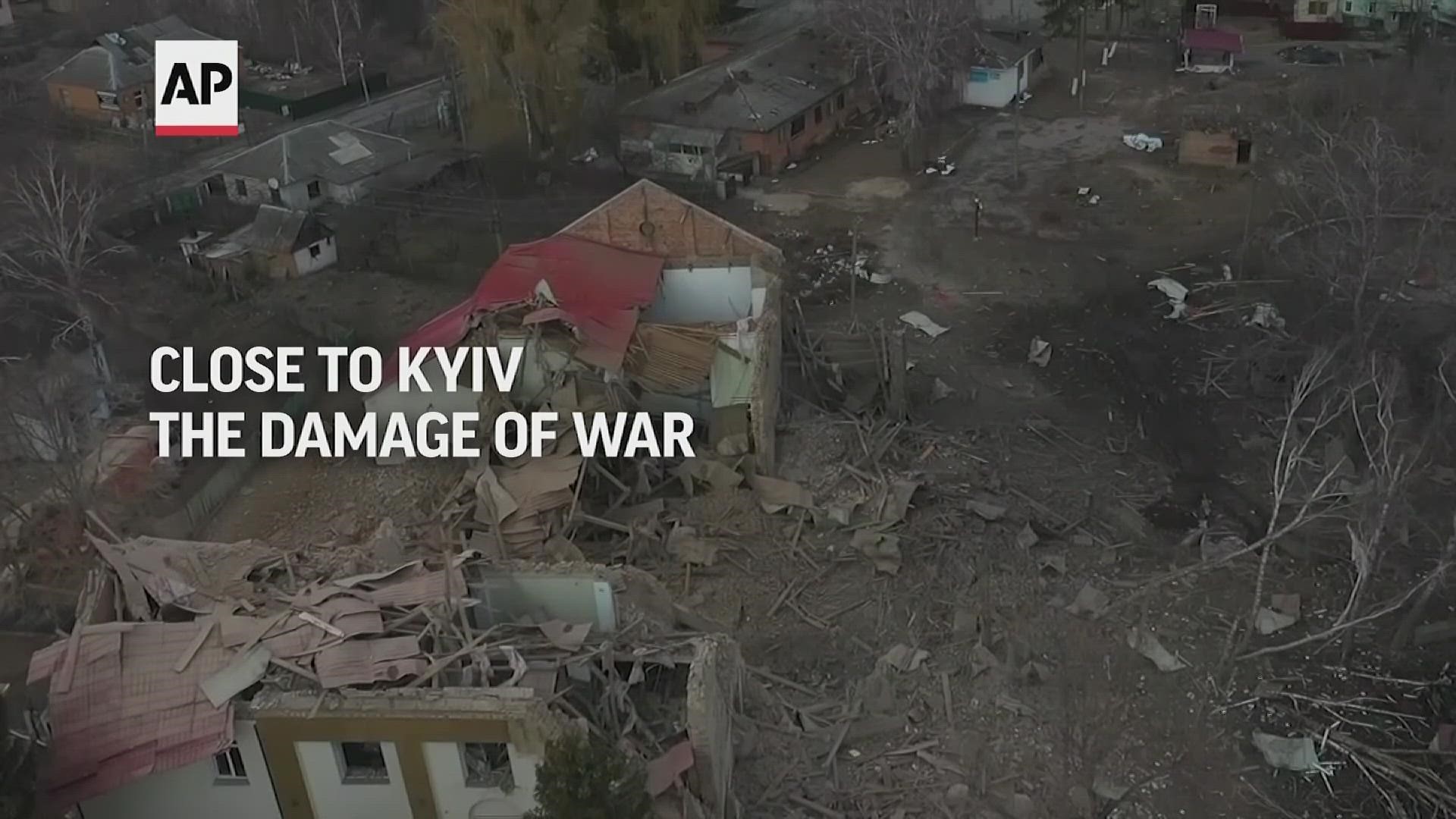 A Russian air raid caused widespread devastation in Byshiv, a village near Kyiv, on Thursday night.