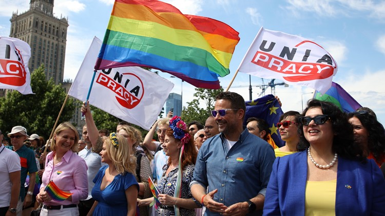 Kyiv pride parade turns into peace march in Warsaw