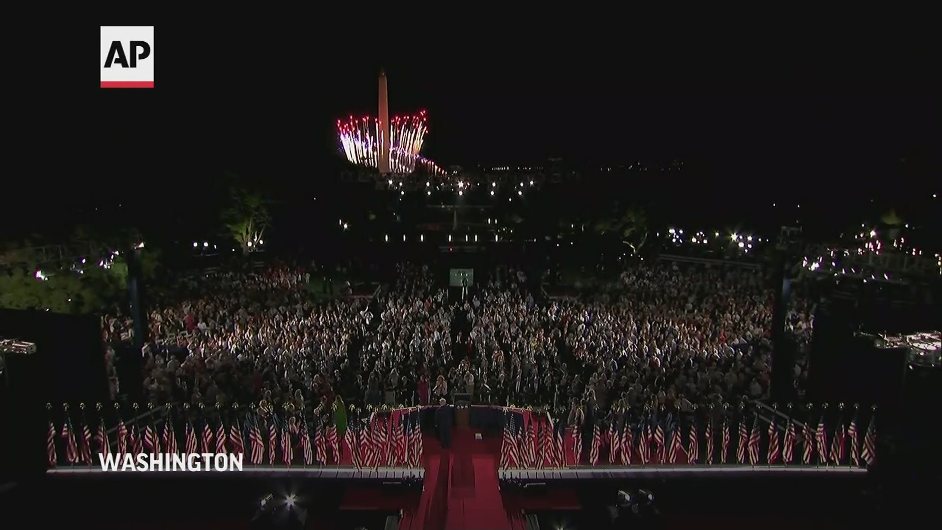 Trump's RNC speech was punctuated by musical selections including "You're a Grand Old Flag" and fireworks display on the National Mall. (VIDEO: AP)