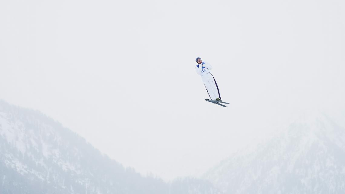Team USA's Christopher Lillis competes in the freestyle skiing mixed team aerials final at the 2026 Winter Olympics in Livigno, Italy, Feb. 21, 2026.