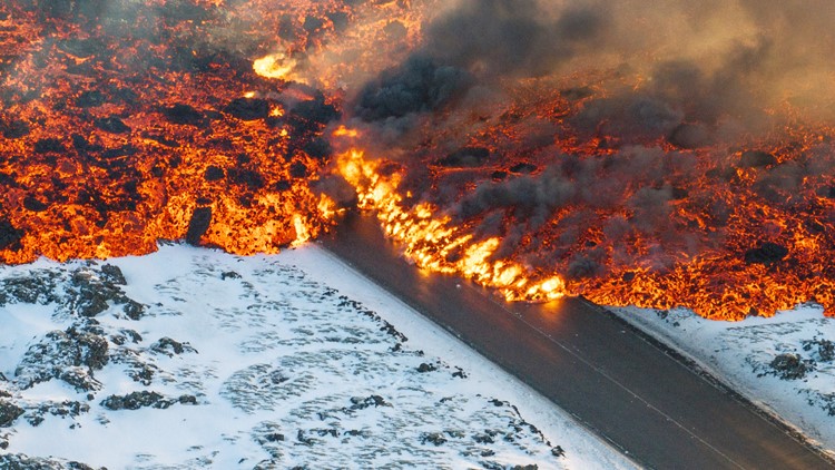 A volcano in Iceland is erupting again, spewing lava and cutting heat and hot water supplies