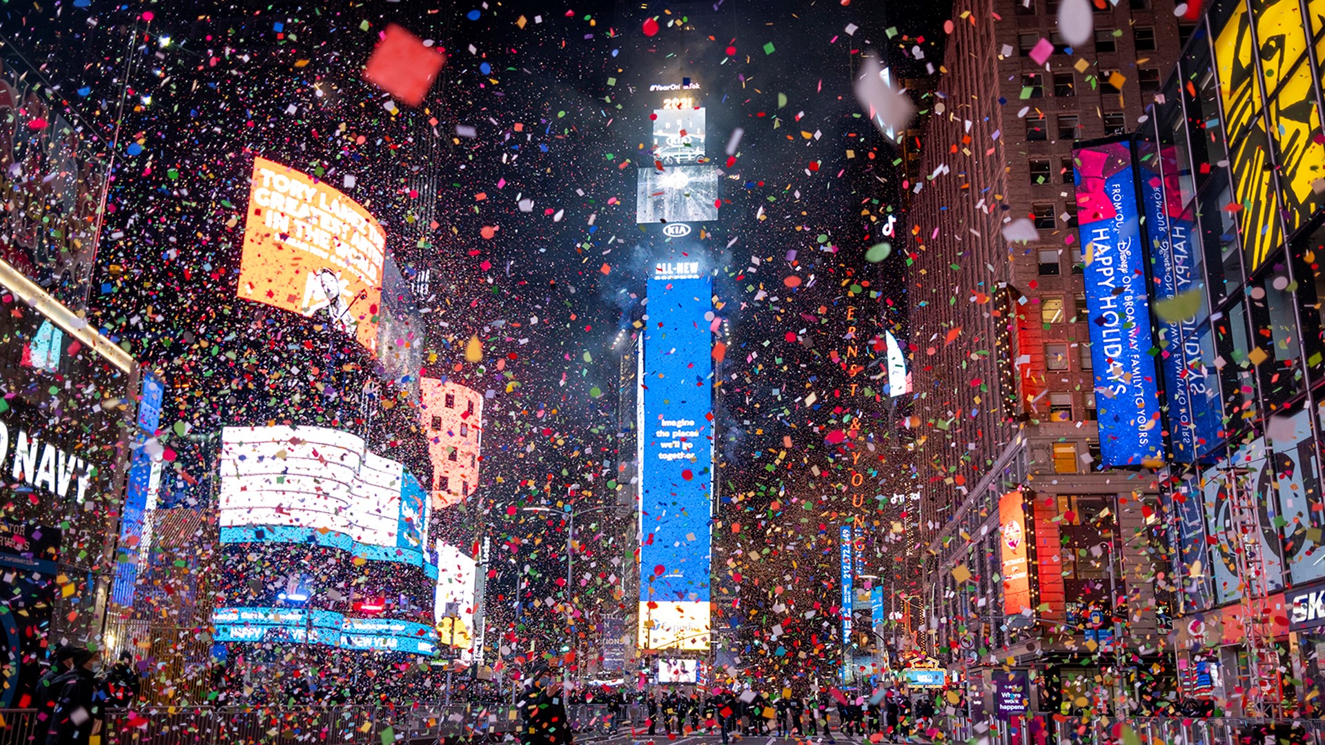 The crystal ball dropped over Times Square in New York City, marking the end of 2020.