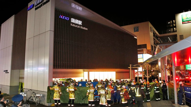 Man with knife injures 17 people on Tokyo train, starts fire