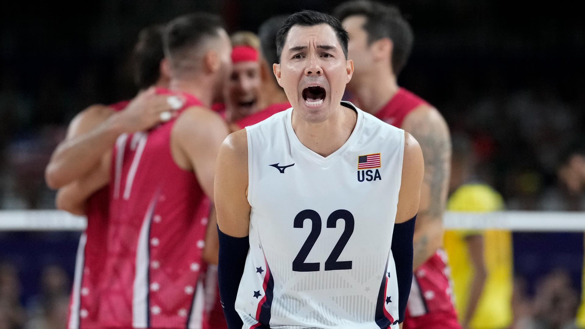 Why does one volleyball player wear a different uniform?