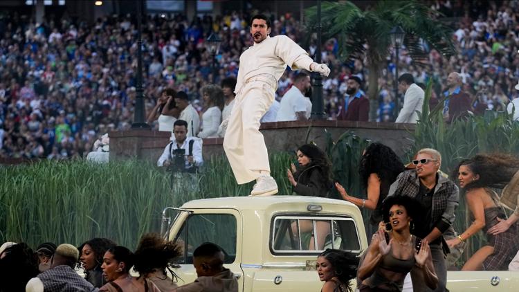 Bad Bunny takes Super Bowl halftime show stage with Puerto Rico inspired performance