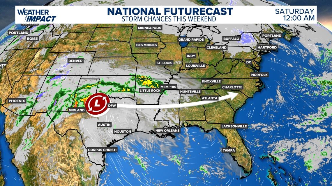 Rain and thunderstorms target the southern US on Valentine's weekend