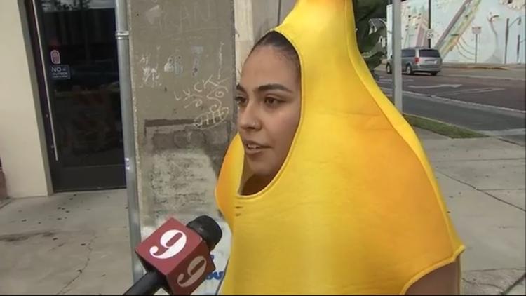 'Banana Hero': Woman in banana costume helps driver who crashed into Florida restaurant