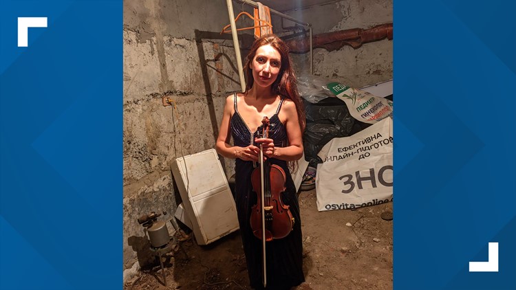 Sheltering from bombs, Ukrainian violinist plays on