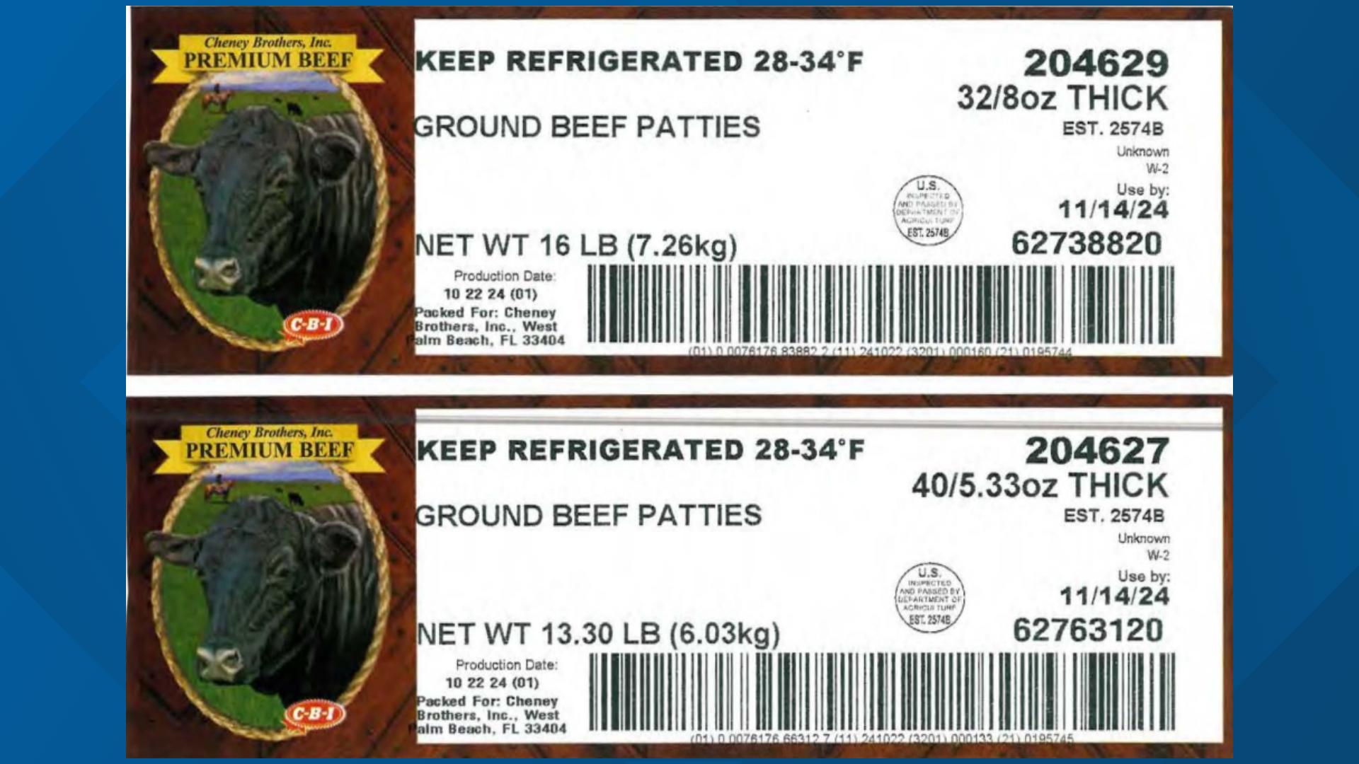 The recalled ground beef was shipped to "restaurant locations nationwide," according to U.S. Food Safety and Inspection Service.