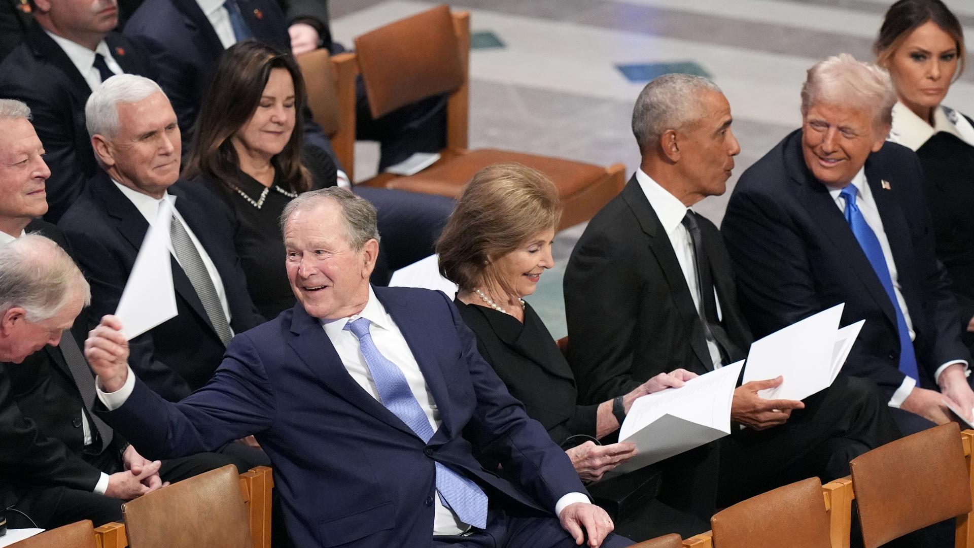W. Bush's belly tap to Barack Obama at Carter funeral going