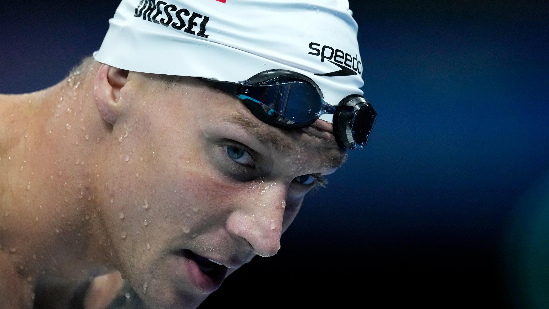 Caeleb Dressel gets 9th gold medal while on the sidelines | wnep.com