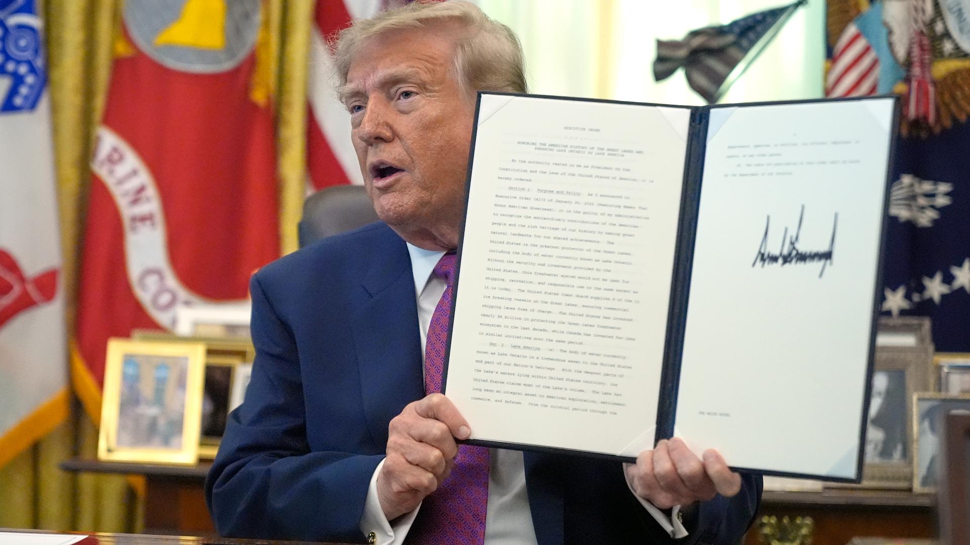 President Trump signs executive order to rename Lake Ontario to Lake America