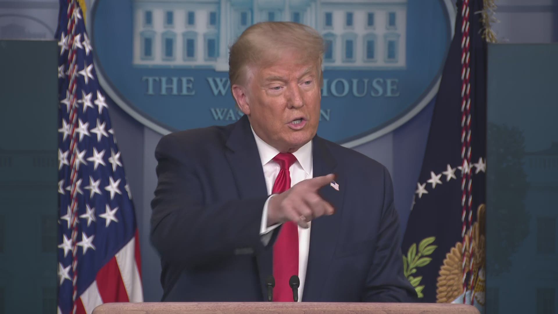 A reporter asked the president about the theory at a White House briefing Friday after Trump tweeted his congratulations to a QAnon-supporting Republican candidate.