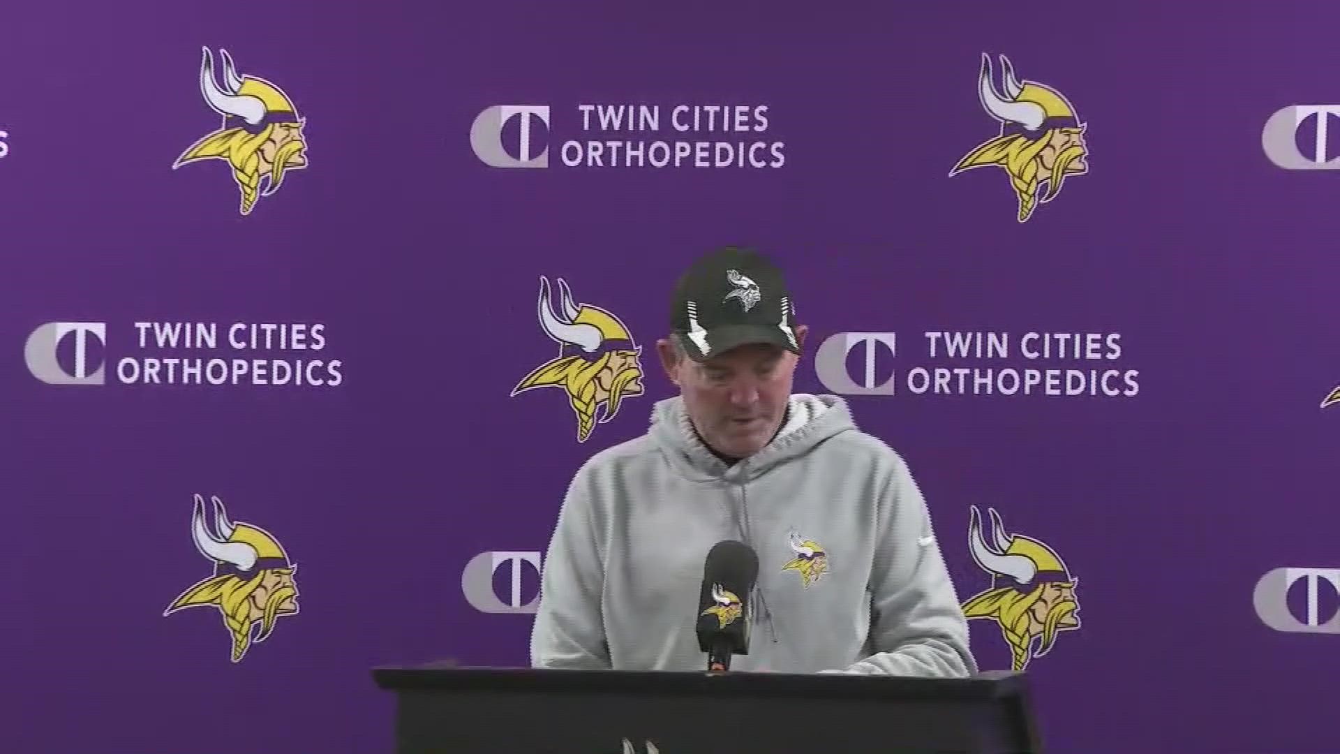 Vikings head coach Mike Zimmer shared his concern for Everson Griffen following an overnight incident at the player's Minnetrista home.