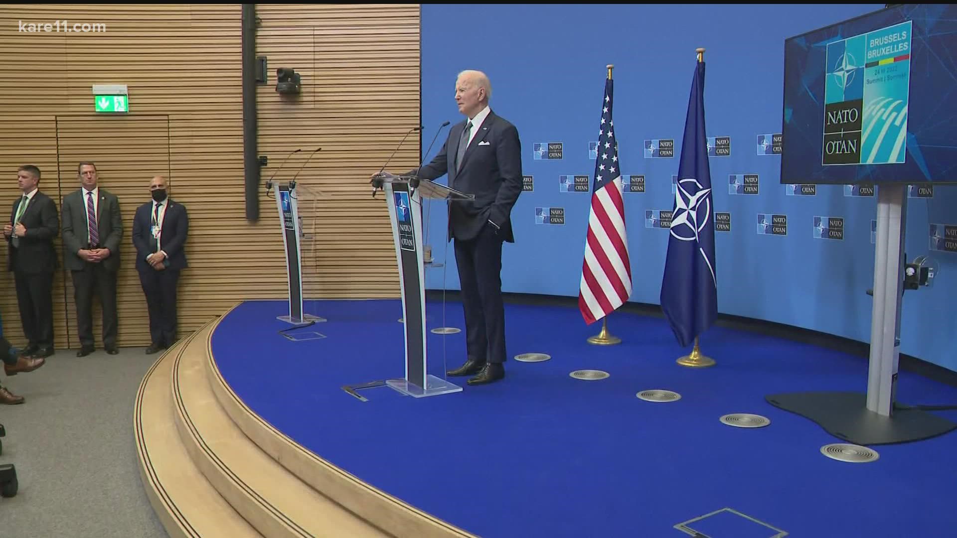 President Biden is traveling to Poland, promising to visit with troops and refugees and urging that Russia be kicked out of the G20.