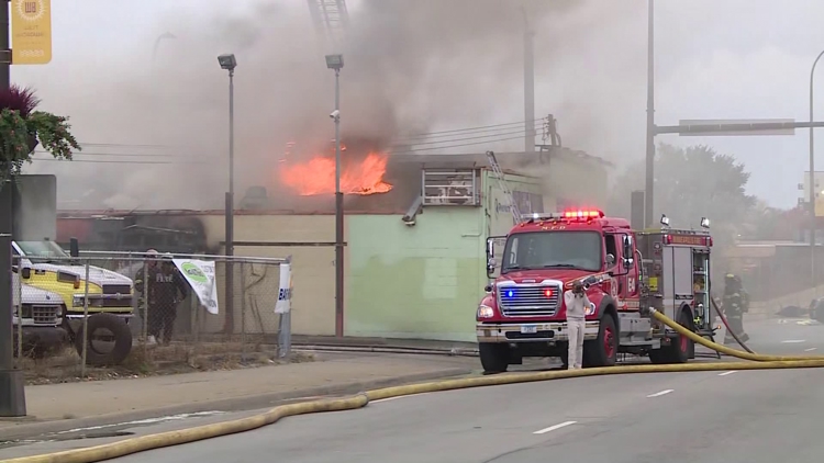 Crews respond to fire just off I-94 in north Minneapolis