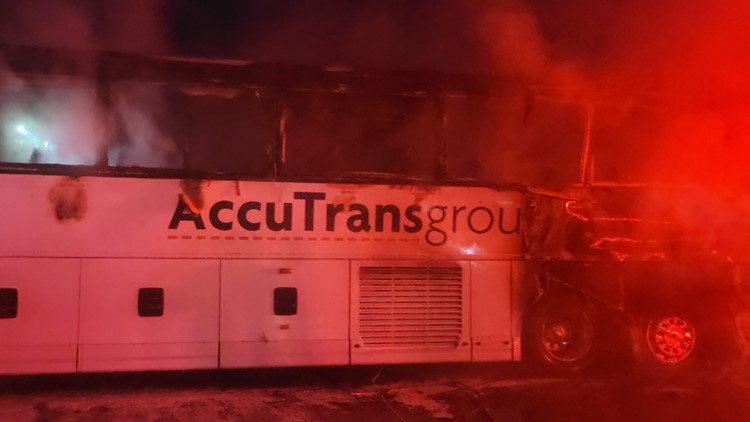Bus carrying wrestling team burns in western WI