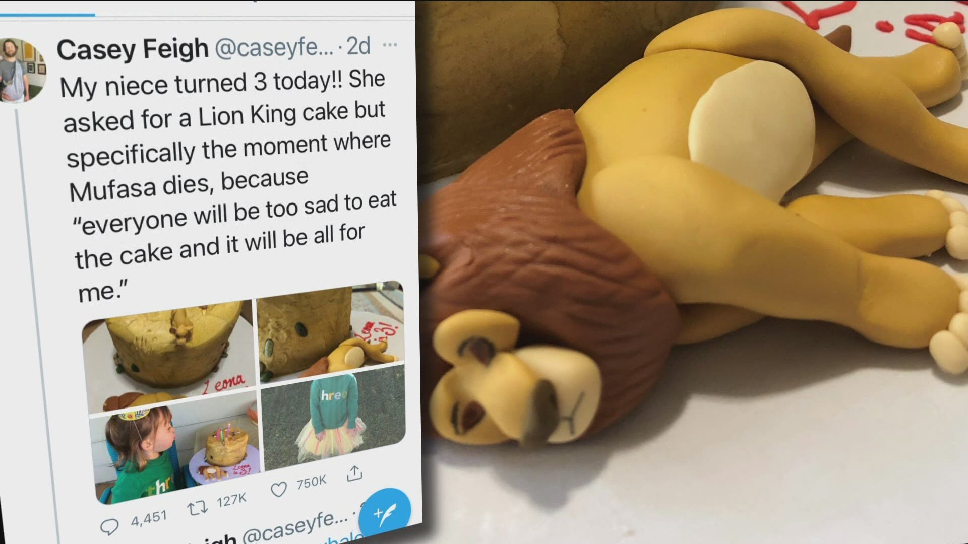 After her uncle tweeted out the picture of her unique Lion King birthday cake, 3-year-old Leona of St. Paul has received some serious on-air and online love.