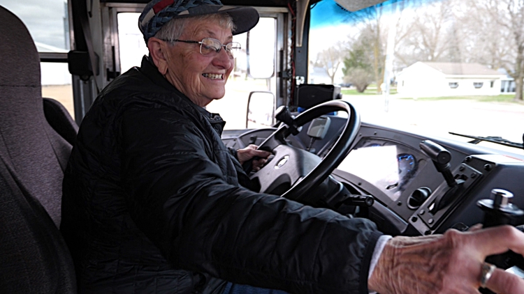 At 23, she was the town's only female bus driver. At 80, she's outlasted the men
