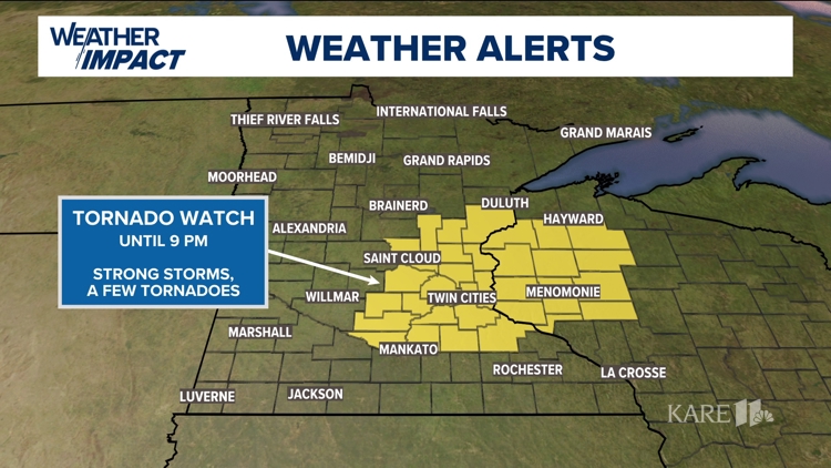 Twin Cities under tornado watch as storms approach area