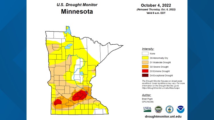 Dry conditions worsening in Minnesota, according to U.S. Drought Monitor