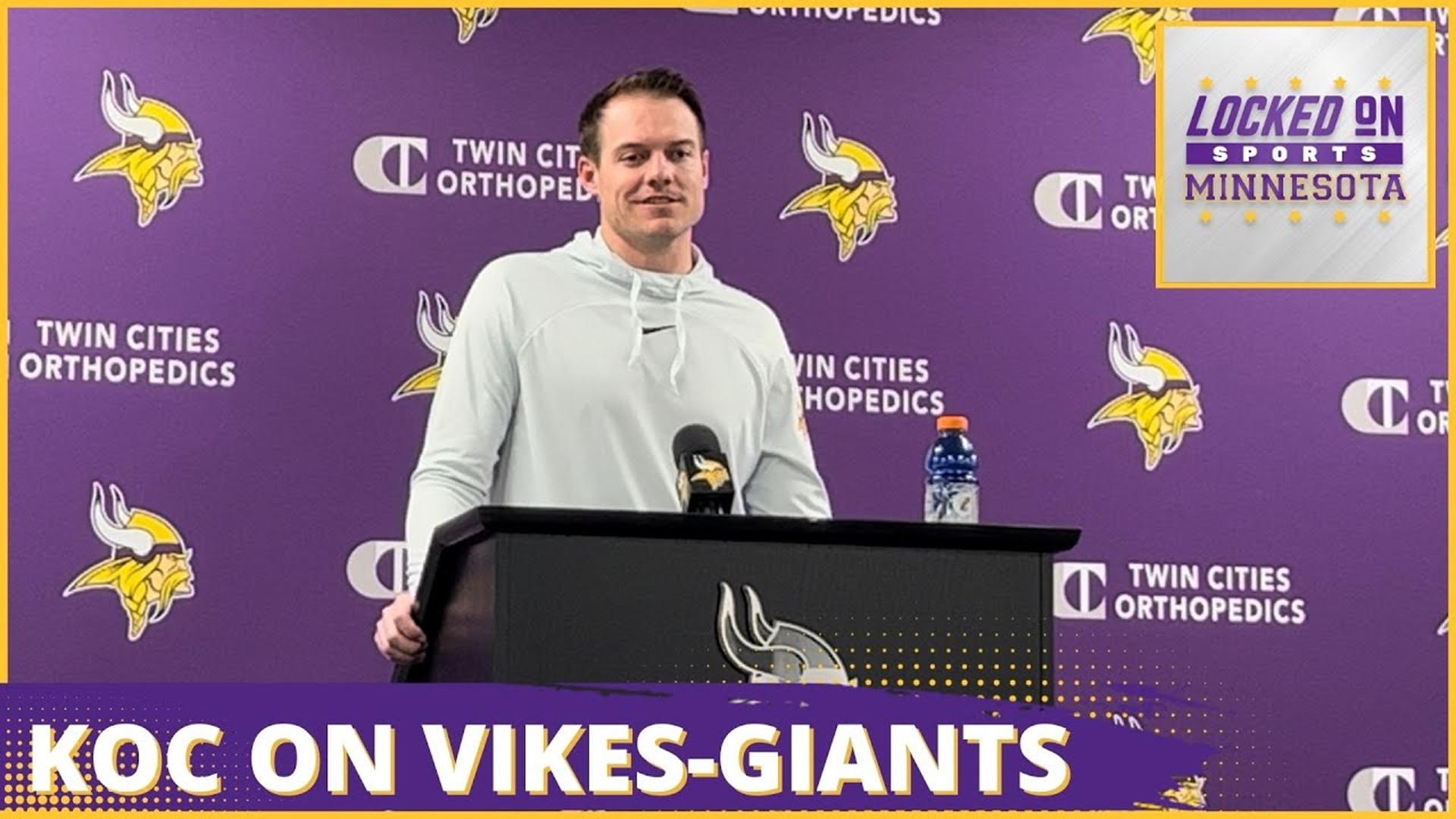 Minnesota Vikings Kevin O'Connell speaks to reporters about the team's preparation as it gets ready to face the New York Giants in the Wild Card round.