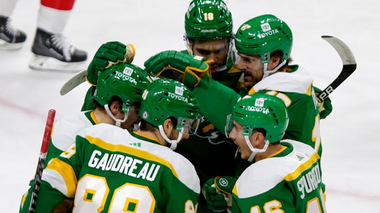 Gaudreau scores twice as Wild top Red Wings 4-1