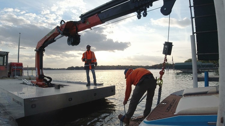 Low water levels on Lake Minnetonka leave boats stuck on lifts