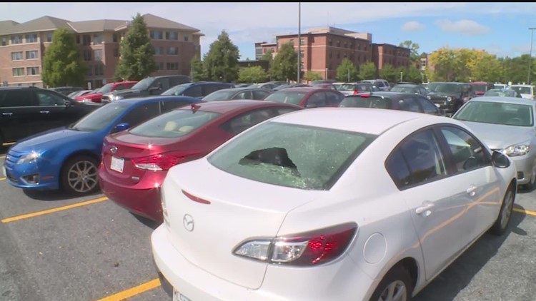 Nearly 80 vehicles damaged by hail at UW-River Falls