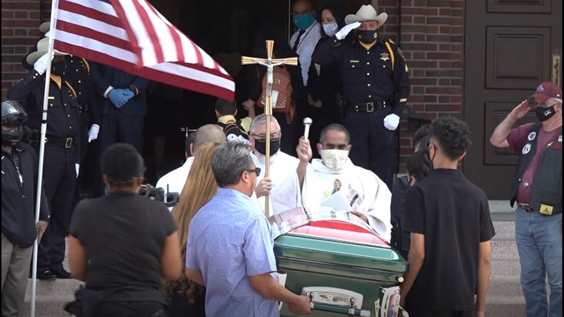 Family members were joined by Houston and state leaders at the private funeral held at Holy Name Catholic Church in Houston Friday morning.