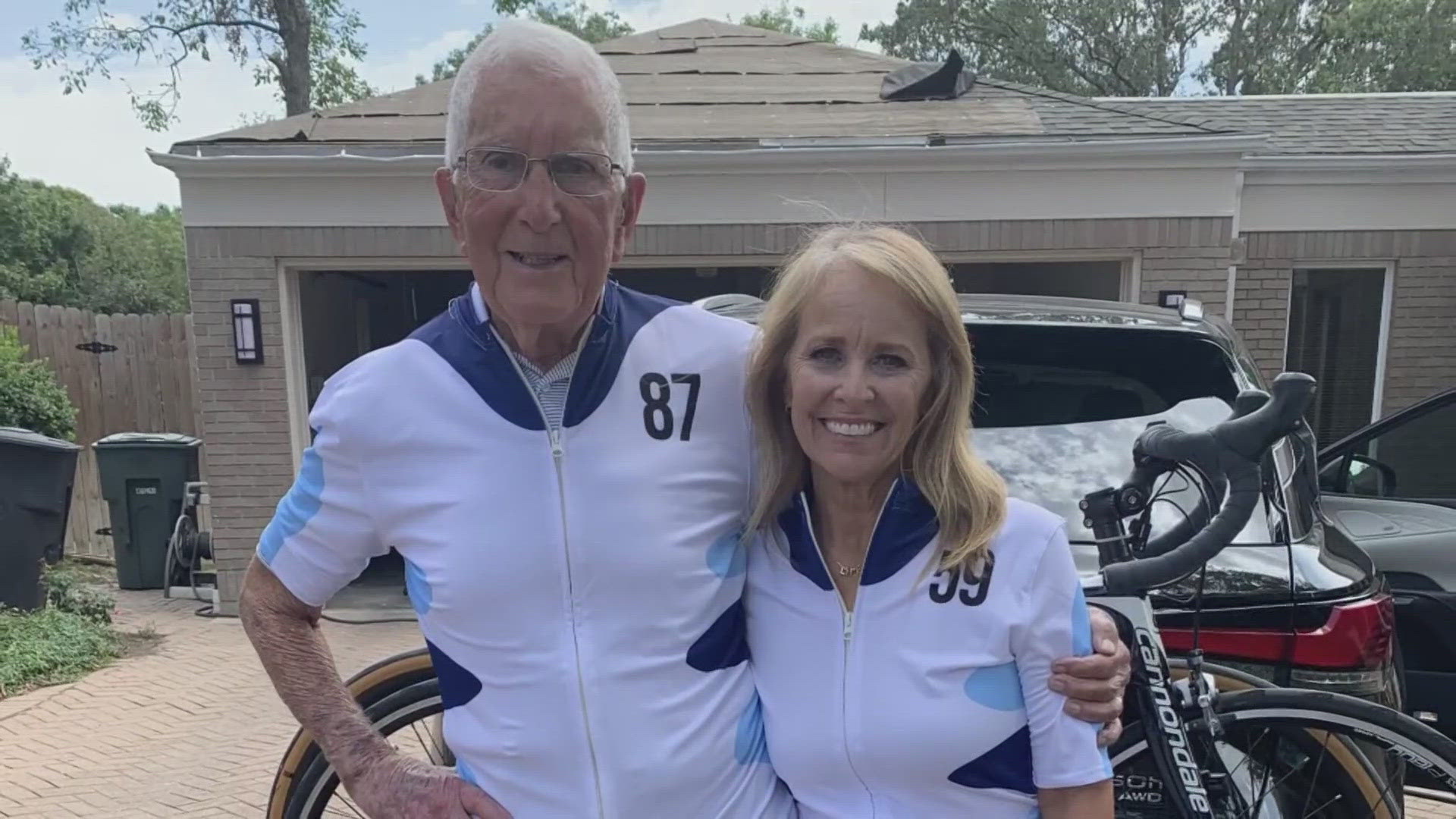 Jim Lundbeck, 87, and his daughter, Kelly Brooks, are taking part in a week-long biking trip across Iowa called Ragbrai, which involves about 425 miles of biking.