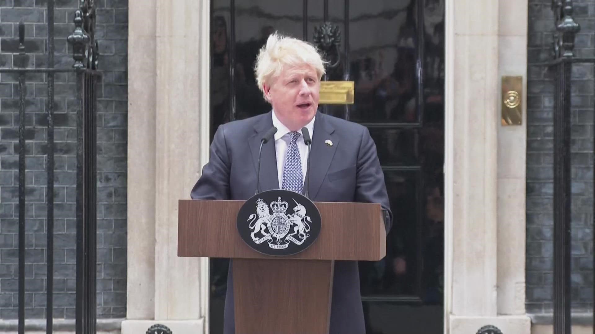Boris Johnson addresses the public and formally announces that he will step down as Prime Minister of the United Kingdom.