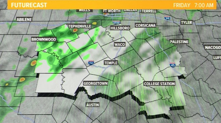 Scattered Showers, Few Storms to Start the Day | Central Texas Forecast