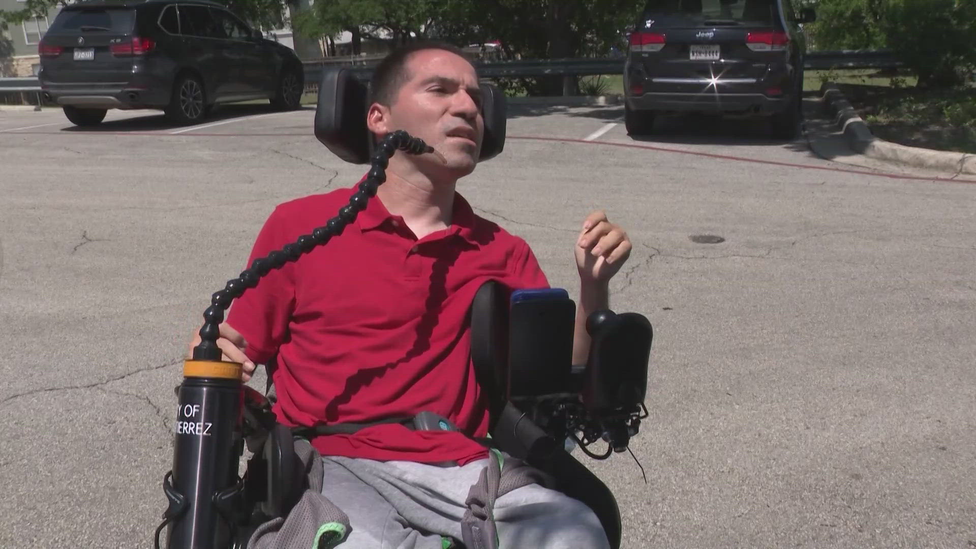 36-year-old Adam Gutierrez suffers from cerebral palsy and severe scoliosis, requiring a caregiver for most daily tasks.
