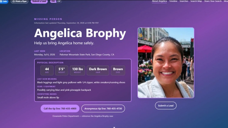 Family creates website to help search for missing Oceanside mother Angelica Brophy