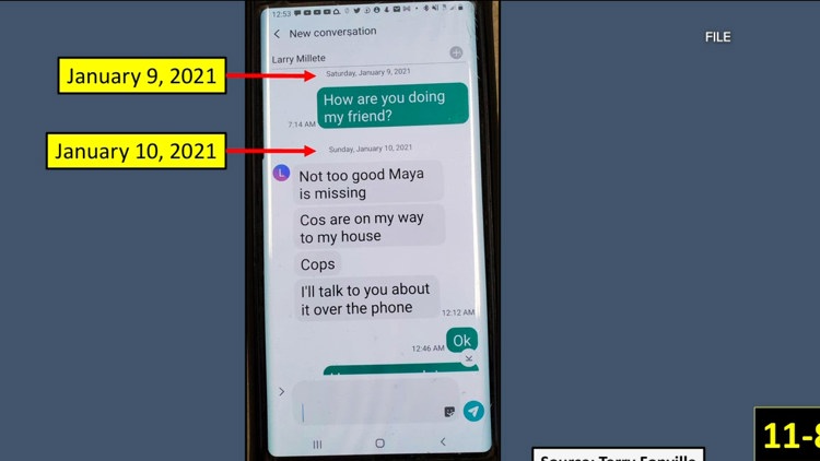 Witness testimony reveals Larry Millete's texts with former supervisor before wife's disappearance