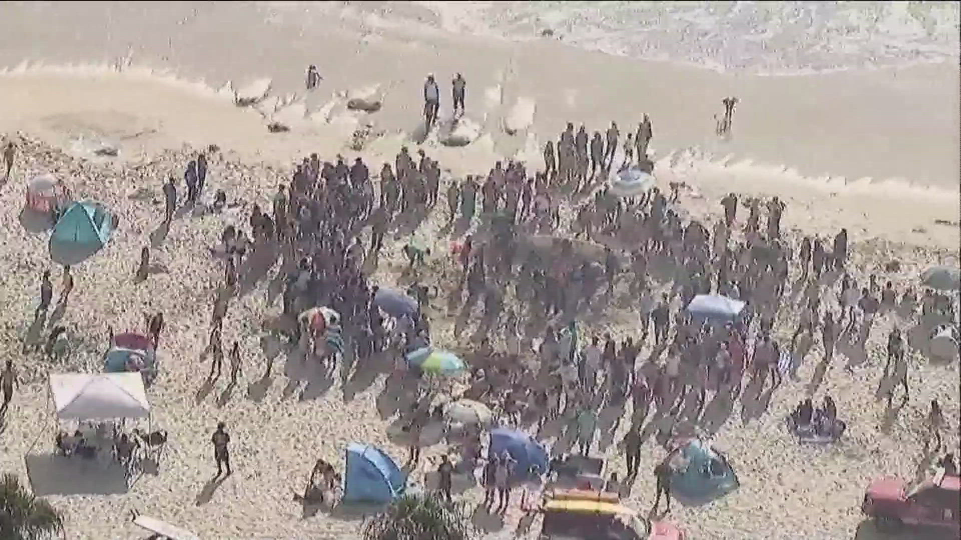 First responders arrived at Mission Beach at around 4:50 p.m. on Tuesday afternoon.