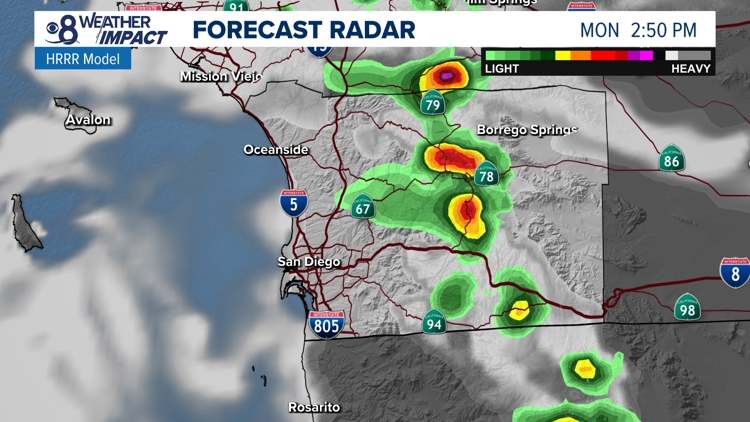 Heat builds through midweek with added humidity and chance for afternoon showers | San Diego Local Forecast