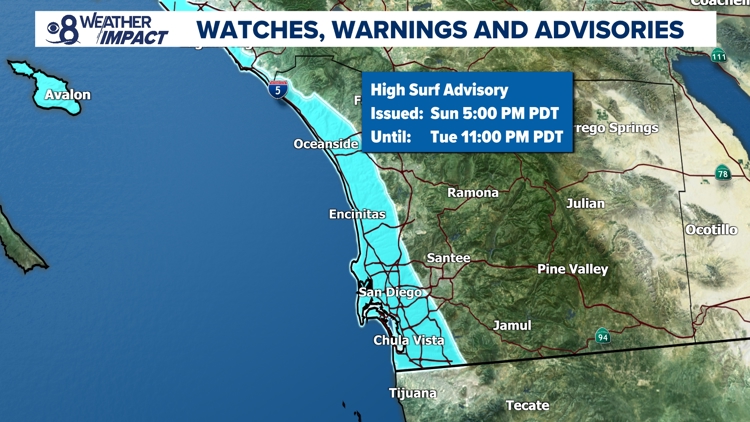 Large surf from Elida expected at San Diego beaches, with temperatures slightly above average | San Diego Local Forecast